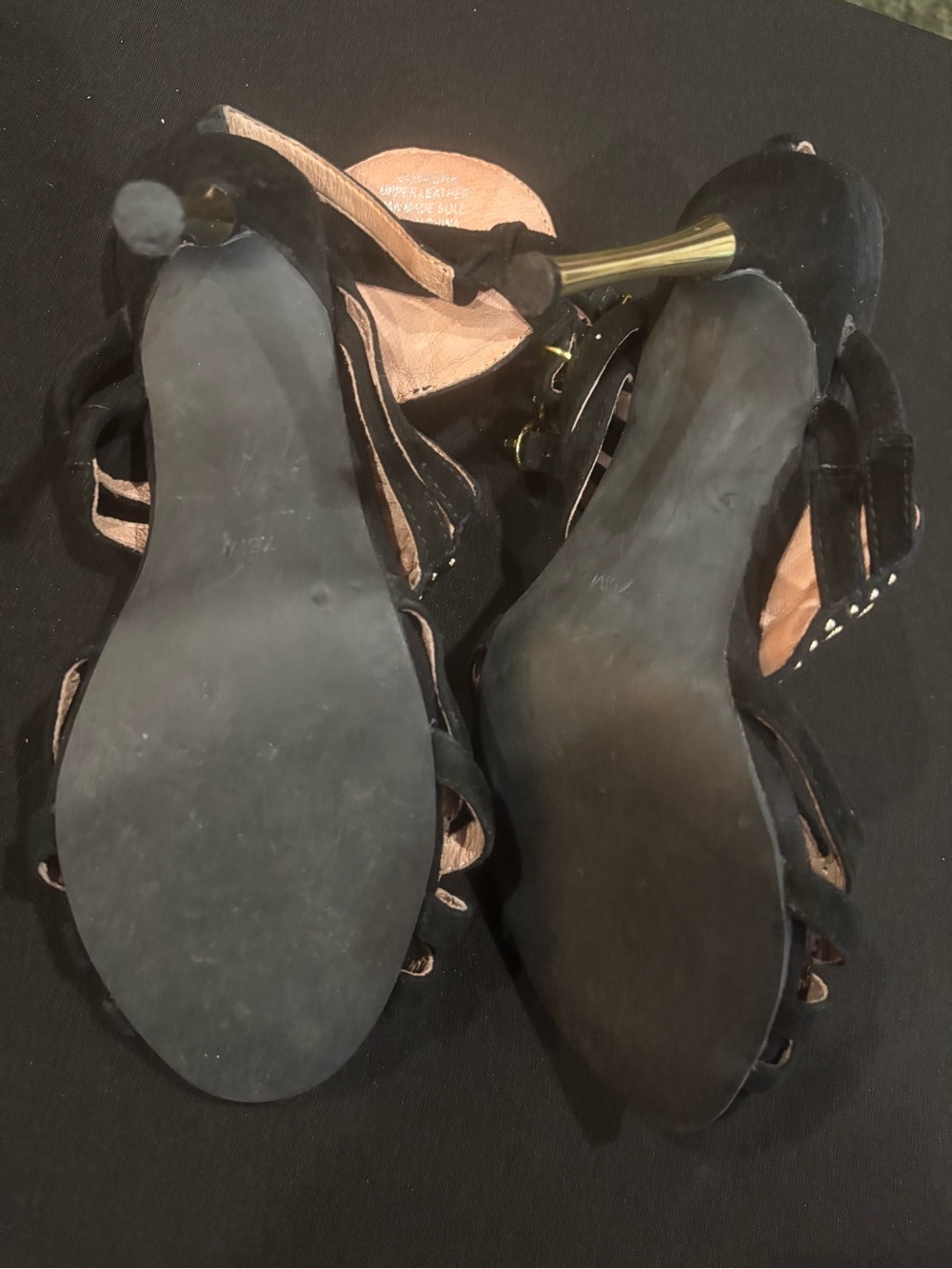 Jeffrey Campbell Covacha Lioness Goddess heelsSz 7.5 gold lion head black suede - Picture 9 of 11